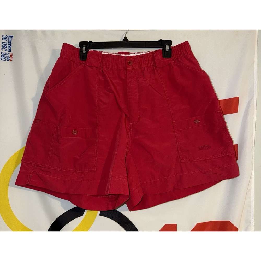Aftco Shorts Mens 40 Red Fishing Nylon Pockets Outdoor